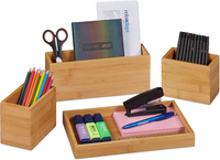 Schreibtisch Organizer 4Er Set Bambus Ablage, Natur