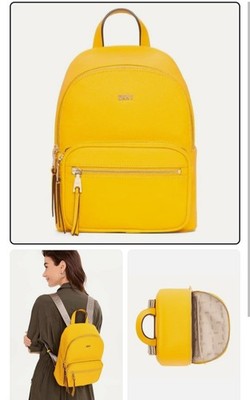 DKNY Maxine Backpack Leather Sahara Yellow Orange Bag NWT | eBay display picture 2