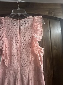 Entro M Light Pink Eyelet Lined Jumpsuit Wide Leg Cotton/Rayon Lining