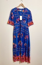 MONSOON Midi Shirt Dress Scarf Print Floral Pockets Blue New UK 10