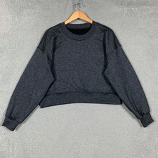 Lululemon Sweatshirt Women's 10 Black/Gray Spark Perfectly Oversized Crop Crew