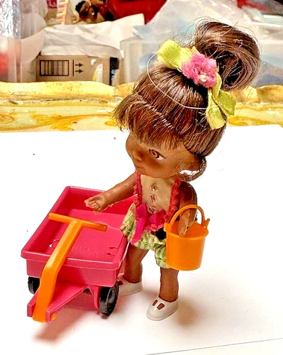 Vintage Liddle Kiddles ROLLY TWIDDLE Doll Pail Wagon & Komic Mattel 1967 *VHTF*