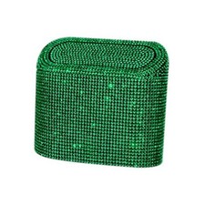 Sparkly Car Trash Car,Hanging Garbage Can with Lid Bling Rhinestone Trash Green