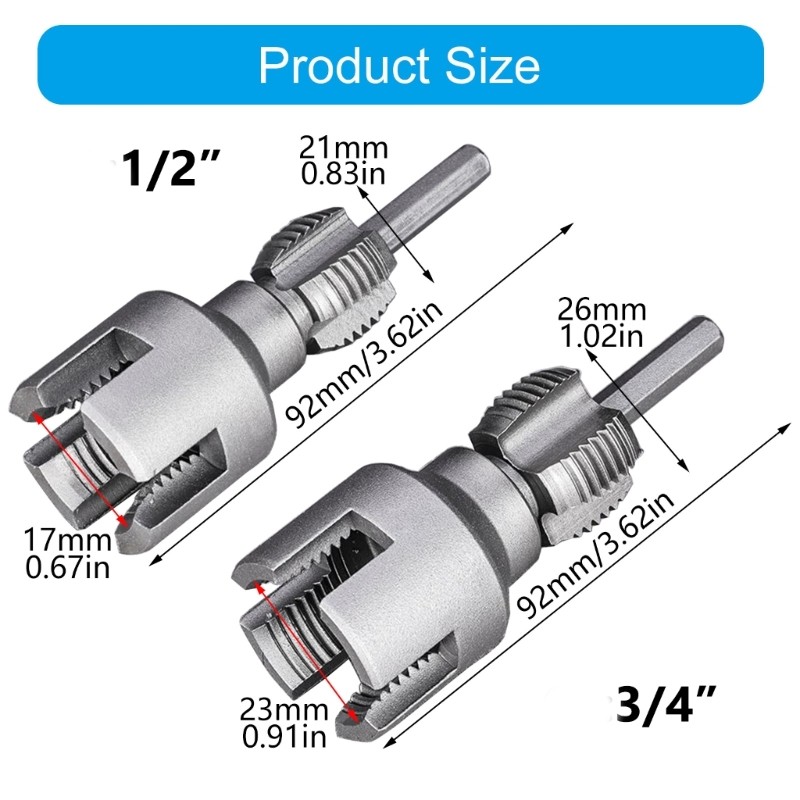 Pipe Threading Kit with 1/2" 3/4" Dies Plumbing Accessories For Home Improvement