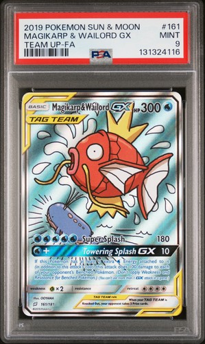 MAGIKARP & WAILORD TAG TEAM GX PSA 9 TEAM UP ALT ART 2019 #161 - LOW POP