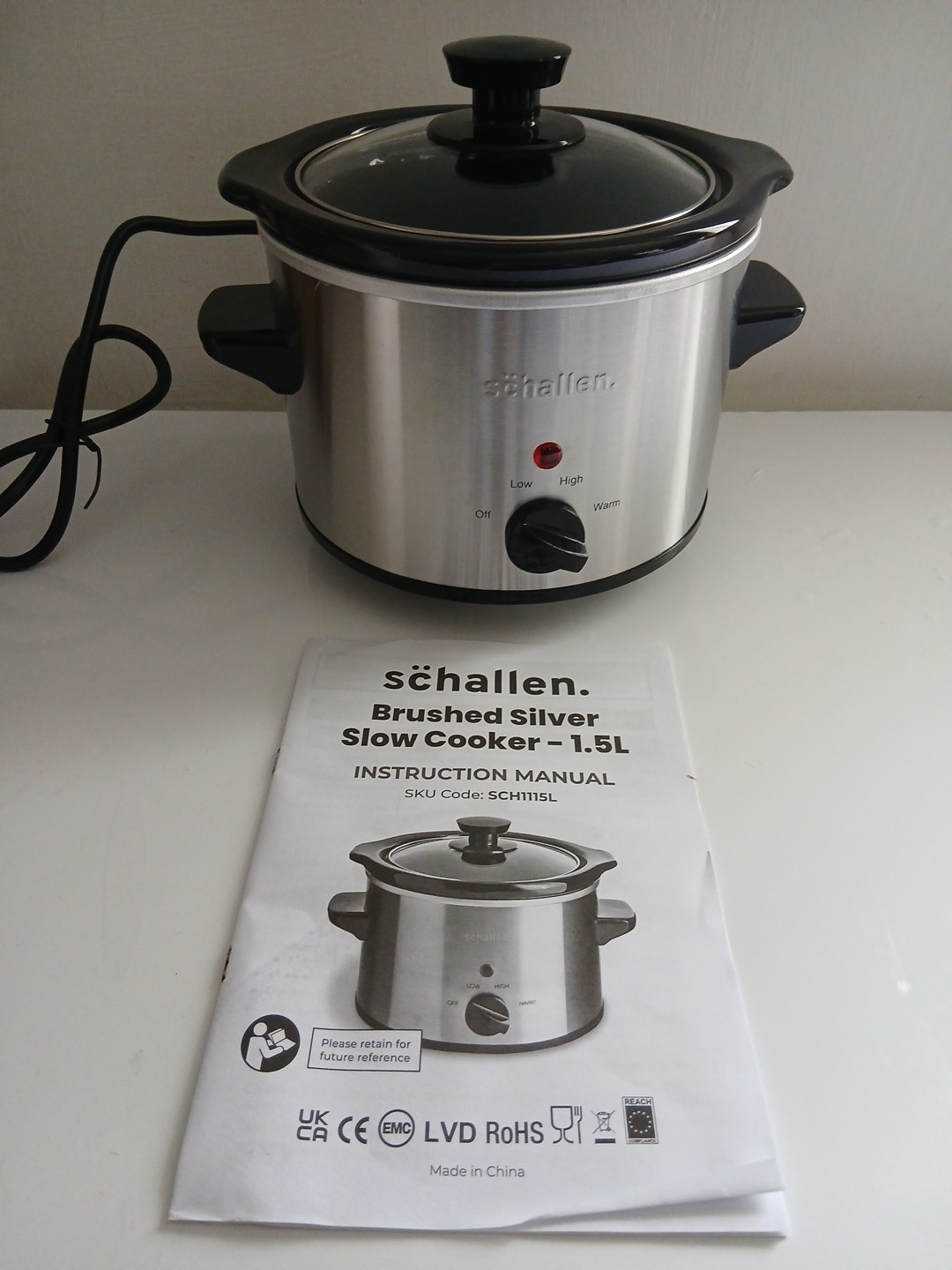 Schallen 1.5 L Slow Cooker New In Box One Person Brushed Silver