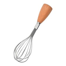 Stainless Steel Whisk with Natural Wood Handle for Light Duty Home Baking Use