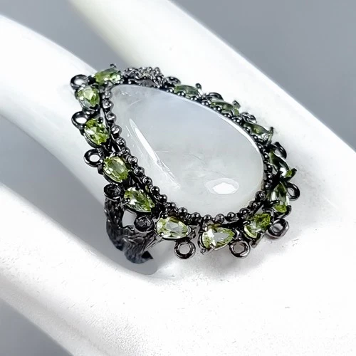 NUEVO Joyería 34ct+ Anillo Piedra Lunar Natural Plata de Ley 925 Talla 9/R408478 Foto 3 de 4