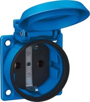 Einbau-Steckdose Schuko IP54 16A Blau 250V Kunststoff Flansch 1561050 ABL