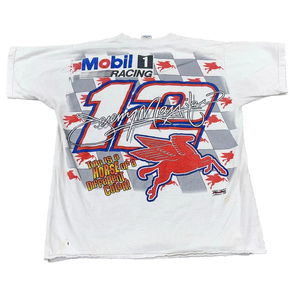 Vintage Jeremy Mayfield Shirt Men Large All Over Print Nascar Tee AOP Grunge * - Image 2 of 4