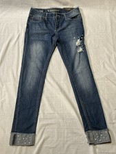 Vigoss Women  s Size 16 Austin Ankle Skinny Jeans Distressed Pearl Embellish NWT