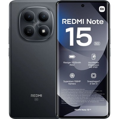 Xiaomi REDMI Note 15 5G 128 GB Black Dual SIM Smartphone Handy Mobiltelefon