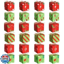 Chivao 24 Pcs Christmas Tree Decorations Mini Presents for Crafts Buffalo Pla