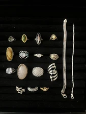  925 sterling 2bracelets Estate find 15 costume rings new & Vintage