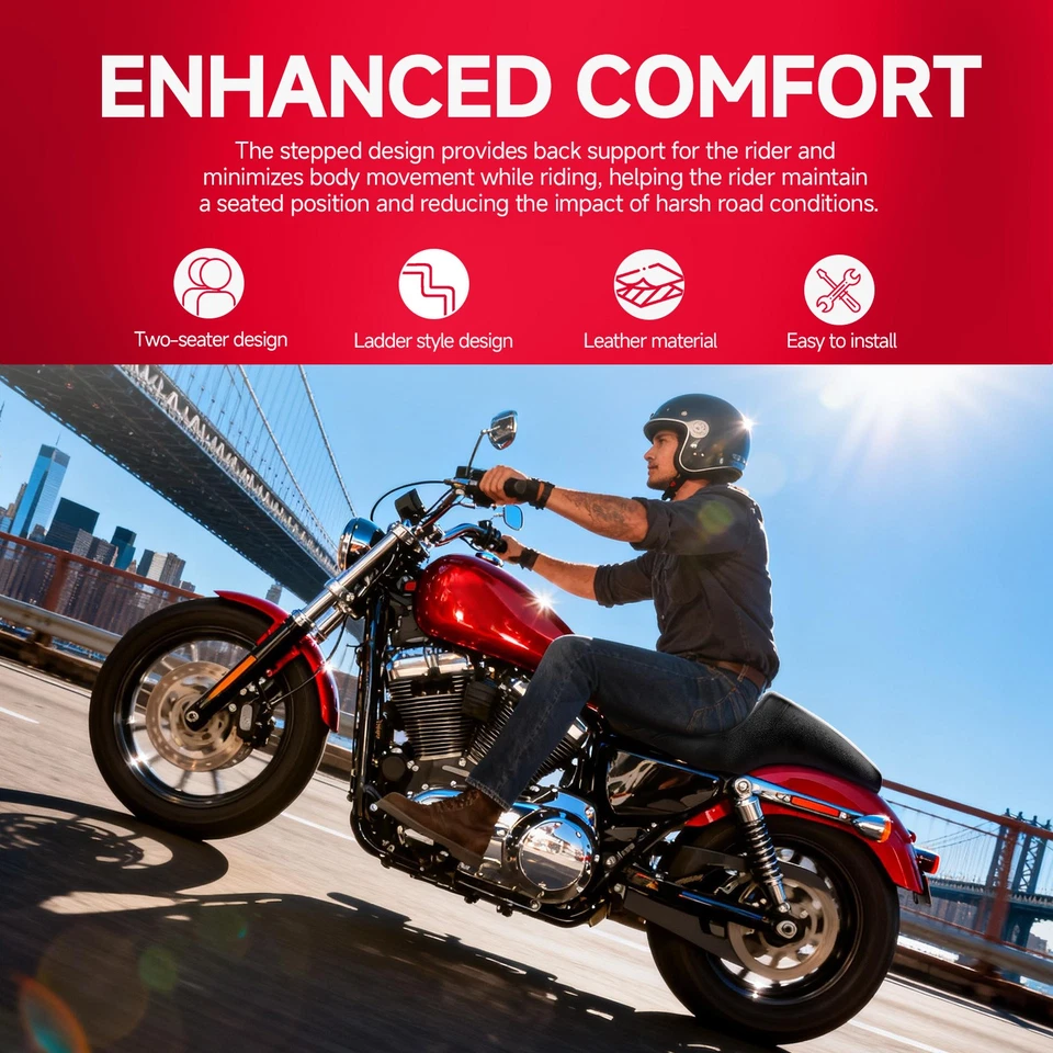 Двухместное сиденье водителя пассажира для Harley Sportster XL Iron 883 1200 2004-23 - Изображение 4 из 4