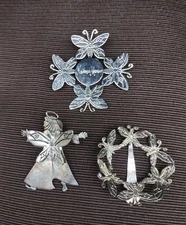 Neiman Marcus EMILIA CASTILLO Silver Plate Clips- Butterfly, Angel Scarf Rings