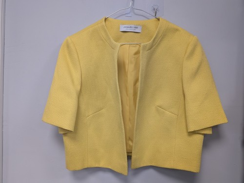 Jacques Vert Yellow Cropped Suit Jacket Size 16 (T17)