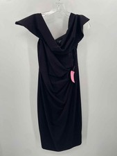 Pre-Owned Vince Camuto Black Size 6 Knee Length Short Sleeve Dress