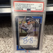 Bowman 2024 Chrome Prospect George Lombard Jr. Blue /150 Autograph PSA 9