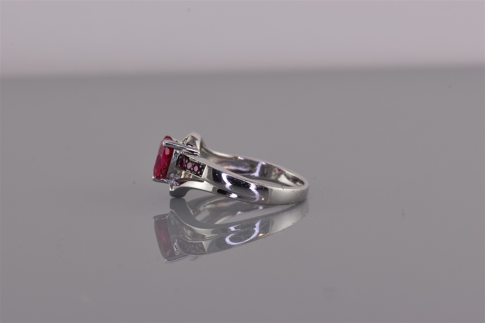 Sterling Silver Red Ruby Heart Crossover Accented… - image 5