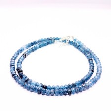4mm Blue Sapphire Necklace, Faceted Rondelle Bead Choker, September Birthstone J