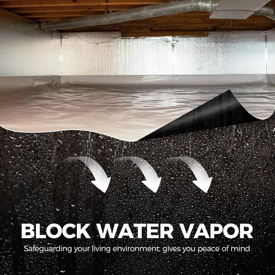 Alorair Crawl Space Vapor Barrier 6-14 mil Coverage 250-1200 sq.ft Encapsulation - Image 4 of 4