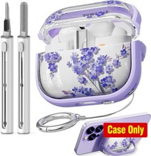 Samsung Galaxy Buds 3 Pro/Buds 3 Case with Safety Lock, Purple Flower Design
