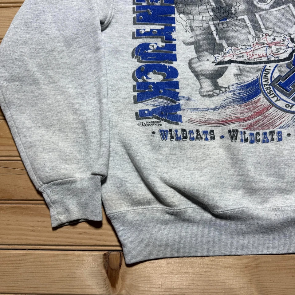 Sudadera Pullover Mediana Vintage Años 90 Universidad de Kentucky Wildcats Cuello Redondo Foto 4 de 4