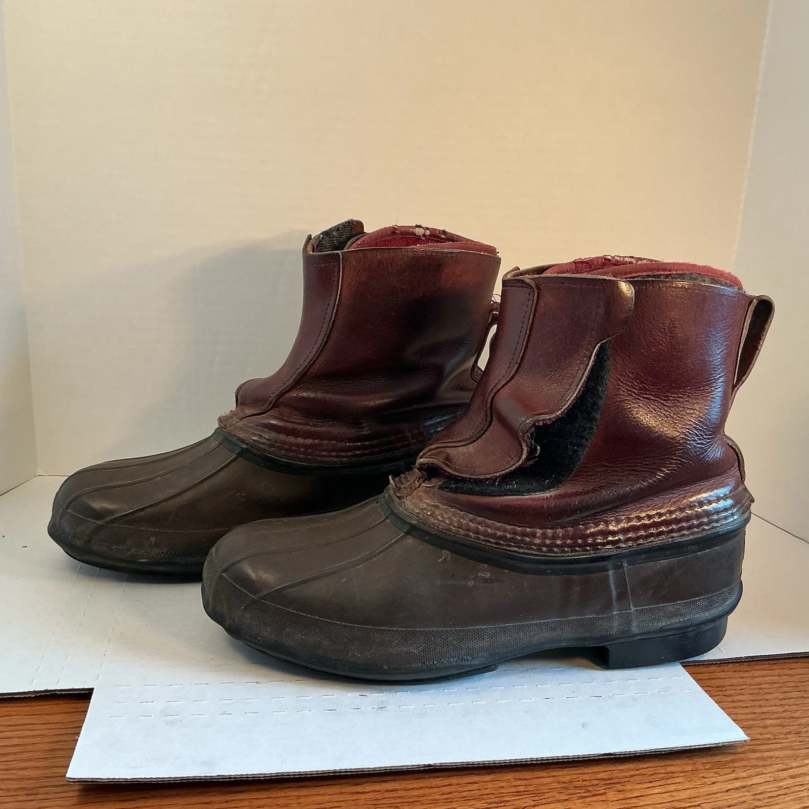 Schnee’s Duck Boots Men’s 12 Thinsulate Wool Liner Bozeman MT Brown Leather