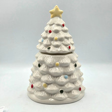 WINTER WONDER LANE WHITE CERAMIC CHRISTMAS TREE COOKIE JAR