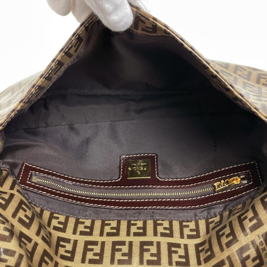 FENDI Zucchino Mamma Baguette Handbag Brown Coated Canvas 26424 #BS1194 thumbnail 10