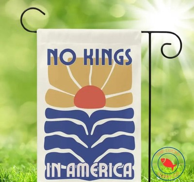 No Kings In America Garden Flag, Anti Trump, Floral Boho Yard Decor