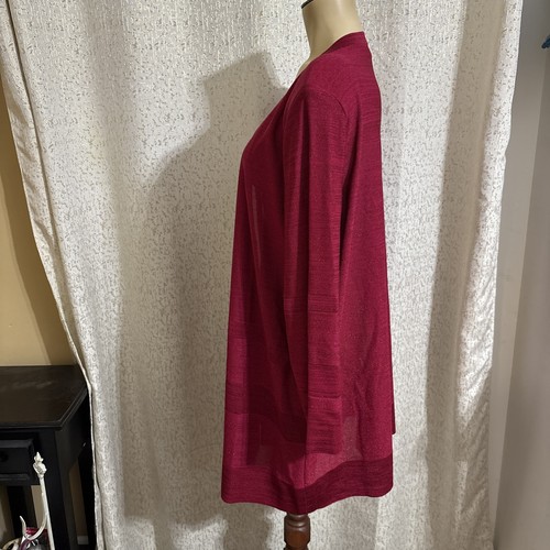 Misook Red Sparkling Open Front Contrast Cardigan, NWT, Size 2X - Picture 3 of 3