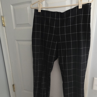 A New Day Women's Black White Check Ankle Pants Cotton Rayon Spandex