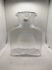 Vintage 2007 Richard Blenko Etched Signature Handcraft Water Pitcher Vase Urn