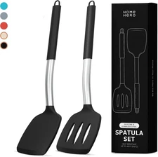Home Hero Silicone Spatula Set – Heat Resistant Stainless Steel, 2-Pack