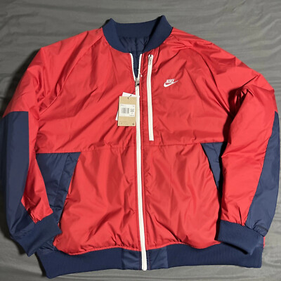 SZ XL Nike Sportswear Therma Fit Reversible Bomber Blue Red Jacket DD6849 687