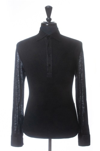 Monteverdi Milano Black Linen Slim Fit Knit Shirt 24425