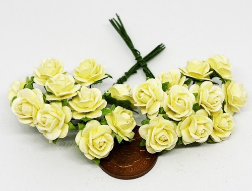 Puppenhaus Papier Rosen 2 Zöpfen Gelb B 1:12 Maßstab Gartenzubehör Tumdee