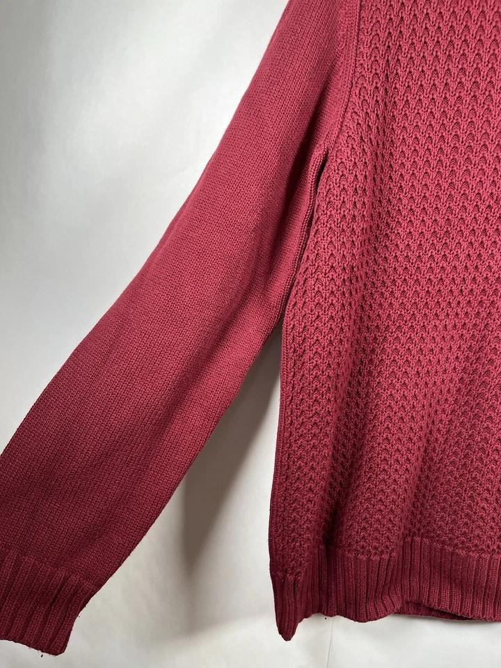 Calvin Klein Men’s Waffle Knit Zip Up Pullover Sweater Red Maroon Size XL - Image 3 of 4