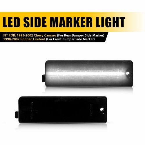 Lens Smoked LED White Rear Bumper Side Lights Marker For 1993-2002 Chevy Camaro - Picture 15 of 19
