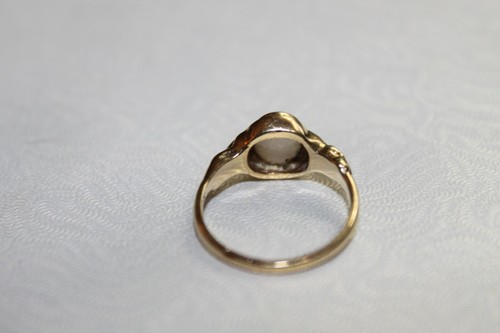 Estate ~ Art Deco 10 k gold White Fire Opal cabochon Ring sz 6.25 - 第 11/12 張圖片