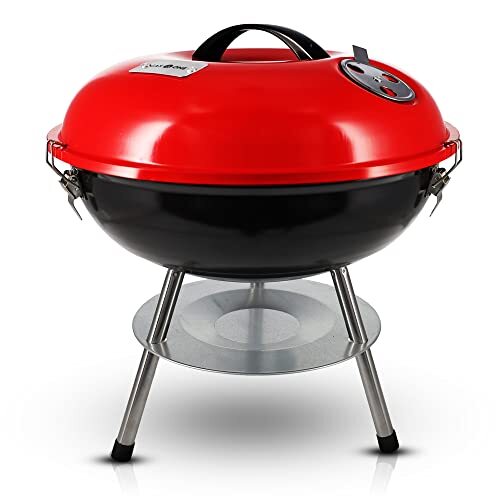 Gas One – 14-inch Portable Barbecue Grill with 3-Point Locking Lid for Heat P