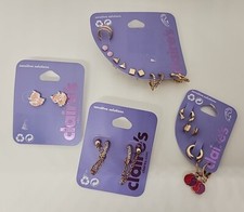 Claire's Assorted Earrings 9 Pairs With 4 Cartridge Rings NEW