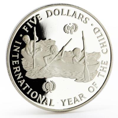 Solomon Islands 5 dollars International Year of Child proof silver