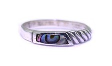 Abalone Inlay Gem Stone Gemstone Sterling Silver Band Ring Size 4.75 To 8 PSR113