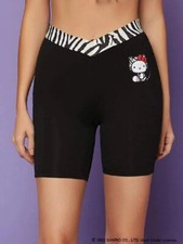 SANRIO Hello Kitty Zebra Striped & Cartoon Graphic Biker Shorts Small NWT