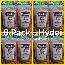 Hydei Fruit Fly 8 PACK Cultures Dart Frog Food Reptile Food FREE SHIPPING