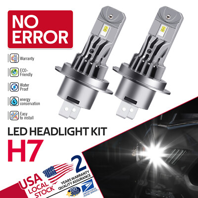 2 X H7 LED Headlight CANbus Bulbs Kit High/Low Beam For GMC Acadia 2011-2012