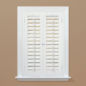 Details About 36 X 23 In Plantation Window Shutter White Faux Wood Louver Panel Interior Blind